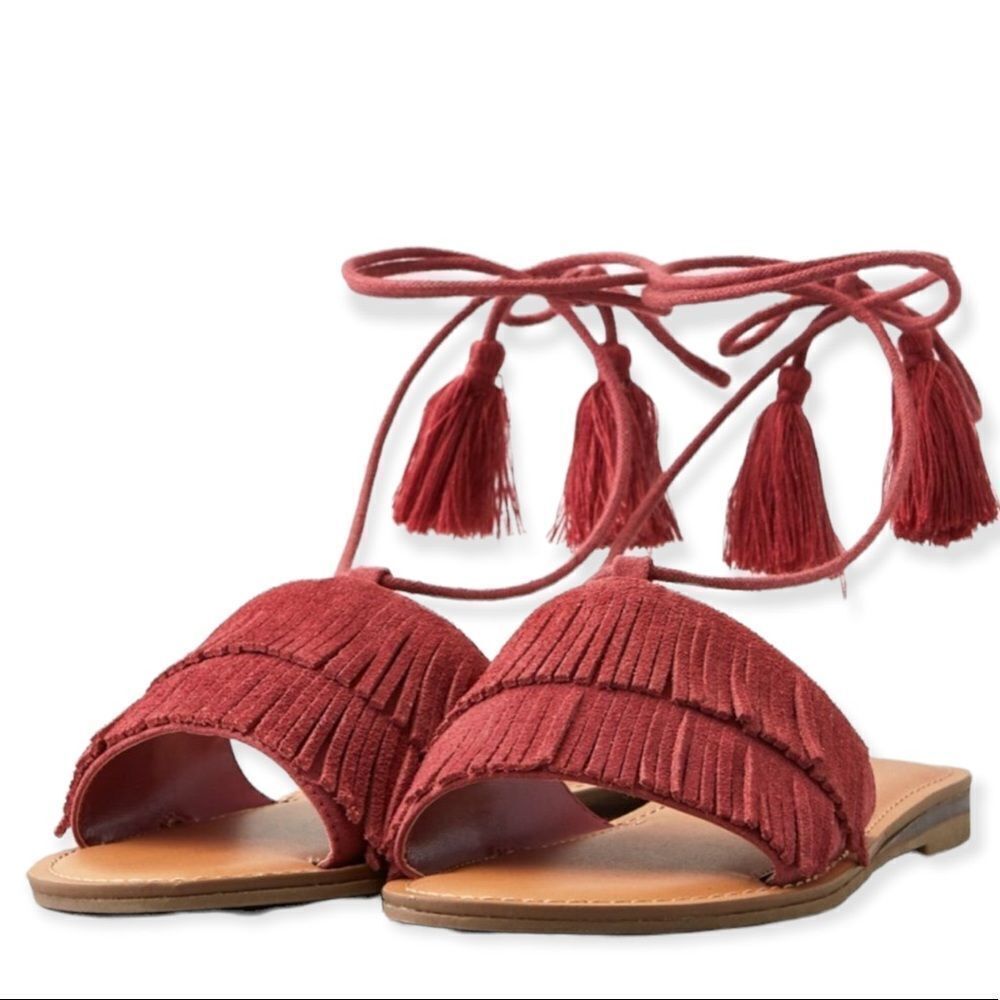 Trendy Fringe Open Toe Ankle Lace Up Gladiator Sandals NEW